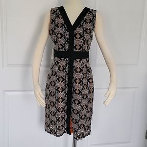 Anthropologie Black and Pink Patterned Dress